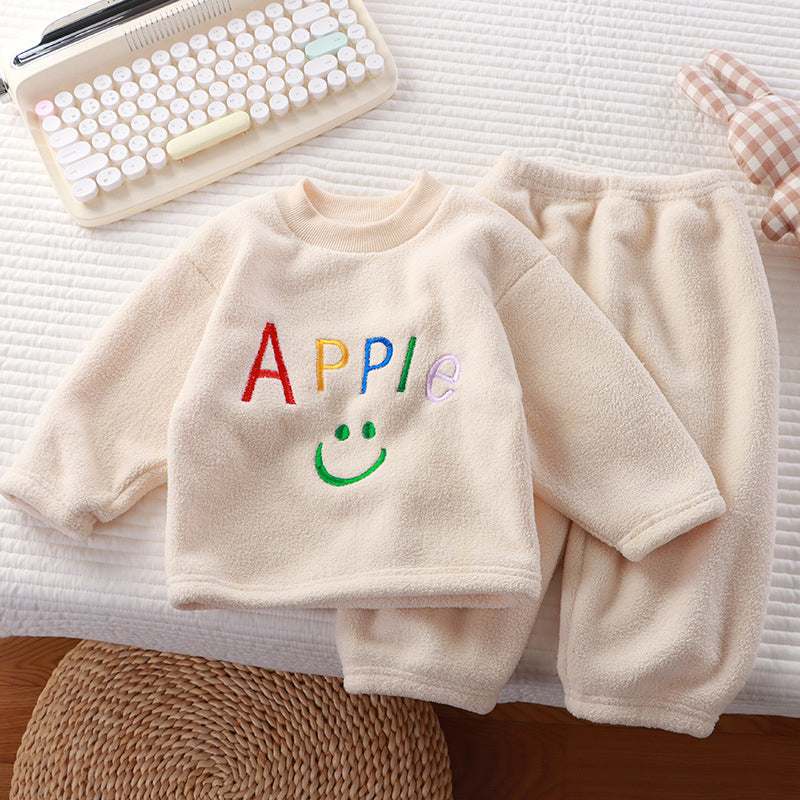 Children's Plush and Thick Warm Pajama Set