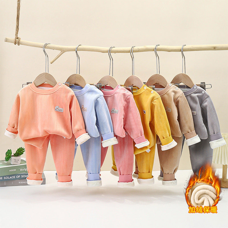 Children's Velvet Thickened Thermal Pajama Set